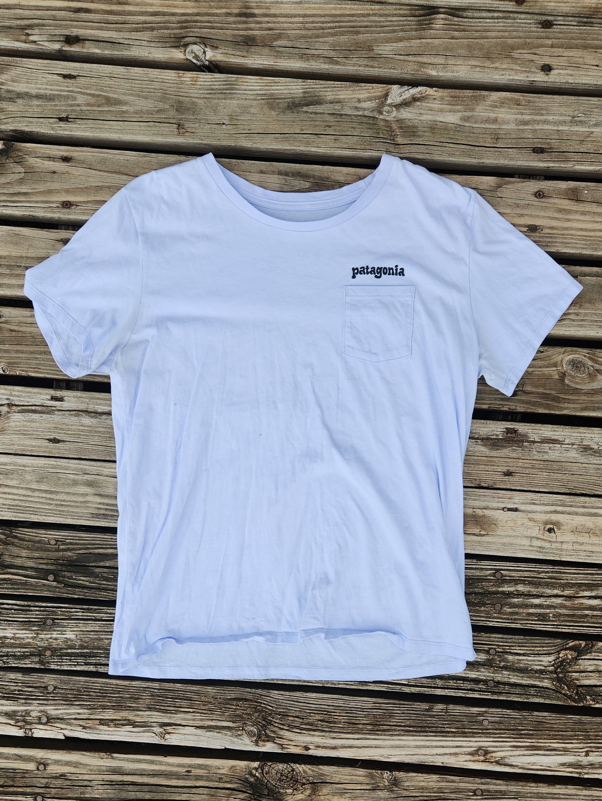 Patagonia Lavender Purple Pocket Tee Organic Cotton Large Regular Fit Casual